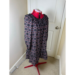 Women's Max Studio Black Floral Ruffle Long Sleeve Dress XL